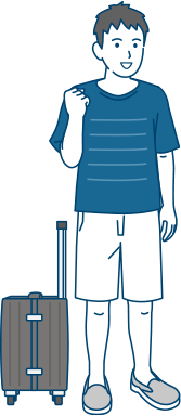 キャリーを持っている若い男性