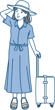 キャリーを持っている若い女性